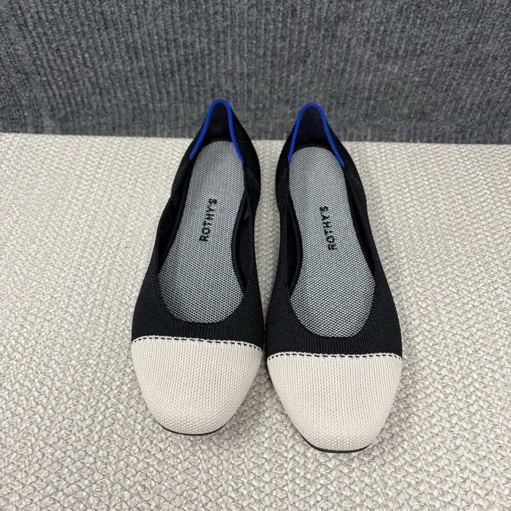 NEW Rothy’s The Flat Tuxedo Cap Toe Flats Knit Black White Women’s Size 11 US